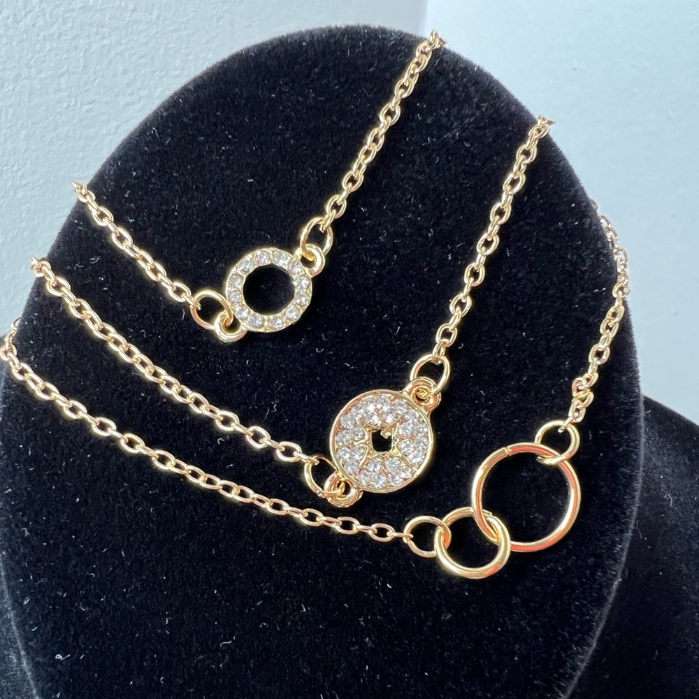 Brand New-Set of 3 Faux Gold & Diamond Bracelets